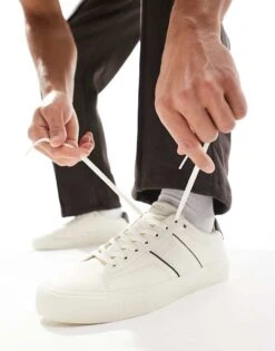 BOSS By Hugo Boss BOSS Aiden Plimsoll Trainers In White And Brown For Women 13 BOSS By Hugo Boss BOSS Aiden Plimsoll Trainers In White And Brown For Women -HUGO Sales 206889709 1 white 1