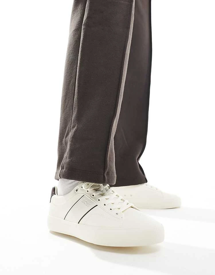 BOSS By Hugo Boss BOSS Aiden Plimsoll Trainers In White And Brown For Women 4 BOSS By Hugo Boss BOSS Aiden Plimsoll Trainers In White And Brown For Women - Image 2