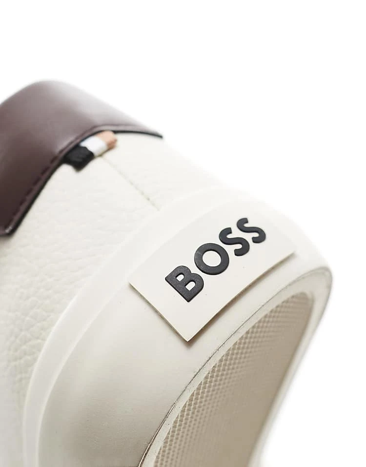 BOSS By Hugo Boss BOSS Aiden Plimsoll Trainers In White And Brown For Women 7 BOSS By Hugo Boss BOSS Aiden Plimsoll Trainers In White And Brown For Women - Image 5