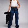 HUGO Blue Elyah Wide Leg Denim Jeans In Metallic Black Coating For Women -HUGO Sales 206889748 1 black