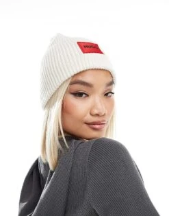HUGO Red Saffa Beanie In Off White For Women -HUGO Sales 206889841 2