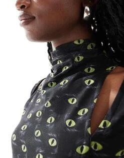 HUGO Red Noslin Maxi Mesh Dress In Black With All Over Eyes Print And Slip Insert For Women -HUGO Sales 206889959 4