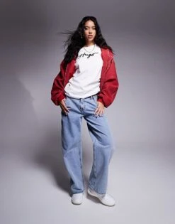 HUGO Red Oversized Vintage T-shirt In White With Logo Print And Diamante Detailing For Women 9 HUGO Red Oversized Vintage T-shirt In White With Logo Print And Diamante Detailing For Women -HUGO Sales 206889969 3