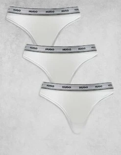 Hugo Red HUGO Bodywear 3 Pack Thongs In White With Logo Waistband For Women -HUGO Sales 206890307 1 white 1