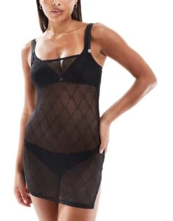 Hugo Red HUGO Bodywear Olea Lace Nighty In Black For Women -HUGO Sales 206890350 3