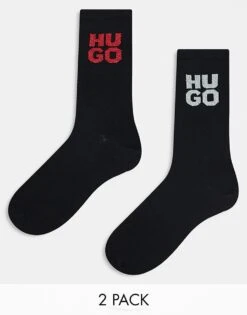 Hugo Red HUGO Bodywear 2 Pack Giftset Socks In Black With Glitter Logo For Women -HUGO Sales 206890419 3