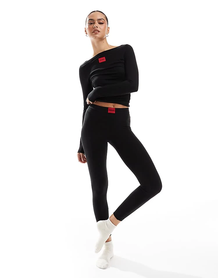 Hugo Red HUGO Bodywear Co-ord Thermal Leggings In Black For Women 3 Hugo Red HUGO Bodywear Co-ord Thermal Leggings In Black For Women