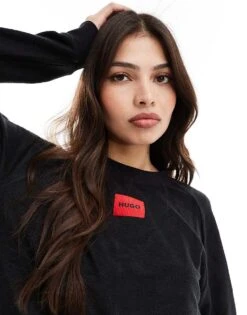 Hugo Red HUGO Bodywear Co-ord Snoozie Sweatshirt In Black Teddy Fleece For Women -HUGO Sales 206890648 3