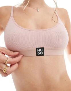 Hugo Red HUGO Bodywear Ribbed Bralette In Light Pink For Women -HUGO Sales 206890669 2