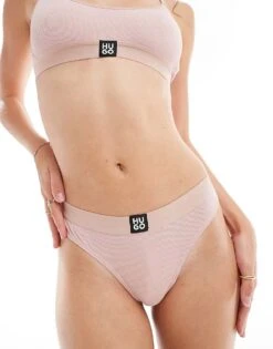 Hugo Red HUGO Bodywear Ribbed Thong In Light Pink For Women