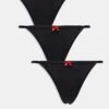 Hugo Red HUGO Bodywear 3 Pack Thong Giftset In Black With Red Bow For Women -HUGO Sales 206891030 1 black