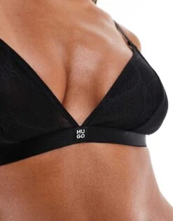 Hugo Red HUGO Bodywear Triangle Sporty Lace Bra In Black For Women -HUGO Sales 206891119 4