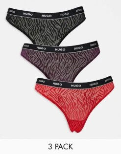 Hugo Red HUGO Bodywear 3 Pack Thongs In Black And Red Lace For Women Multi -HUGO Sales 206891136 1 multi 1