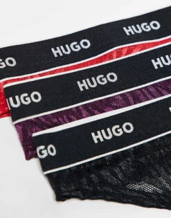 Hugo Red HUGO Bodywear 3 Pack Thongs In Black And Red Lace For Women Multi -HUGO Sales 206891136 3