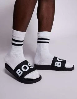 Hugo Red BOSS Aryeh Sliders In Black For Women