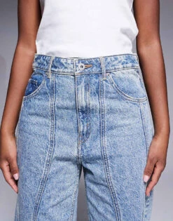 HUGO Blue Leni Jeans With Wave Seams In Blue For Women Bright Blue -HUGO Sales 207341235 5