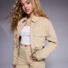 HUGO Blue Adanca Co-ord Collared Short Jacket In Beige For Women Open Beige