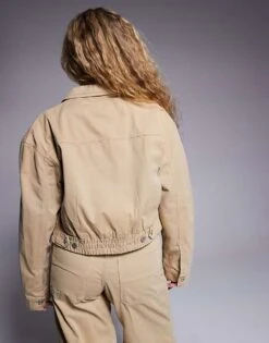 HUGO Blue Adanca Co-ord Collared Short Jacket In Beige For Women Open Beige -HUGO Sales 207341246 4