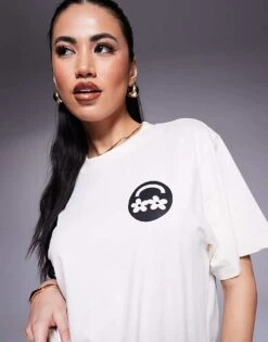 HUGO Blue Vintage T-shirt With Back Print In Off White For Women Open White -HUGO Sales 207341255 4