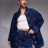 HUGO Blue Galane Co-ord Longline Denim Jacket In Dark Blue For Women Navy -HUGO Sales 207341263 1 navy