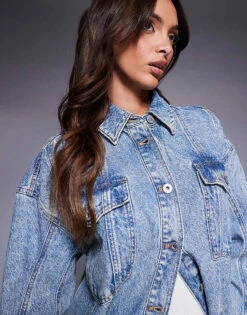 HUGO Blue Girvana Oversized Denim Overshirt In Blue For Women Bright Blue -HUGO Sales 207341287 3