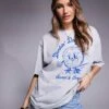 HUGO Blue Oversized Printed T-shirt In Grey For Women Open Grey 1 HUGO Blue Oversized Printed T-shirt In Grey For Women Open Grey -HUGO Sales 207341302 1 opengrey