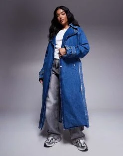 HUGO Blue Garena Oversized Fit Denim Trench Coat In Blue For Women Bright Blue -HUGO Sales 207341310 1 brightblue 1