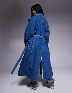 HUGO Blue Garena Oversized Fit Denim Trench Coat In Blue For Women Bright Blue -HUGO Sales 207341310 4