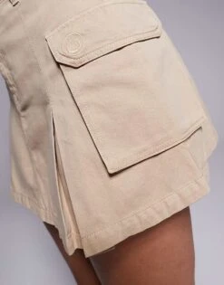 HUGO Blue Mini Pleated Skirt With Pockets In Beige For Women Open Beige 9 HUGO Blue Mini Pleated Skirt With Pockets In Beige For Women Open Beige -HUGO Sales 207341341 3