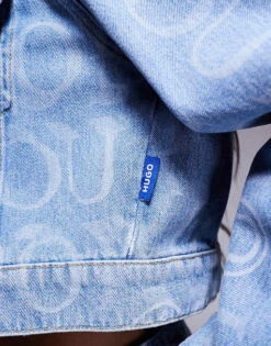HUGO Blue Galatea Co-ord All Over Print Logo Denim Jacket In Blue For Women Open Miscellaneous -HUGO Sales 207341349 3