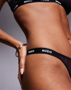 Hugo Red HUGO Bodywear Sporty Lace Thong In Black For Women -HUGO Sales 207349391 5
