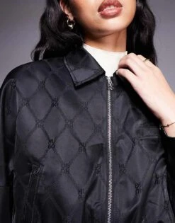 HUGO Red Aleria Tonal Print Satin Jacket In Black For Women 9 HUGO Red Aleria Tonal Print Satin Jacket In Black For Women -HUGO Sales 207349429 3