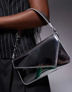 HUGO Red Mel Clutch Bag With Detachable Straps In Silver For Women -HUGO Sales 207349444 4