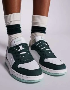 HUGO Red Hadrian Contrast Panel Court Trainer In Green And White For Women Open Green -HUGO Sales 207349457 3