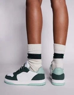 HUGO Red Hadrian Contrast Panel Court Trainer In Green And White For Women Open Green -HUGO Sales 207349457 4