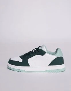 HUGO Red Hadrian Contrast Panel Court Trainer In Green And White For Women Open Green -HUGO Sales 207349457 5