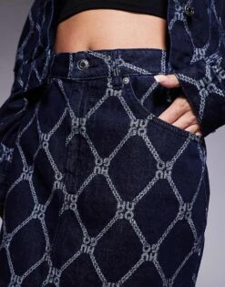 HUGO Red Gebisi Co-ord Printed Denim Skirt In Dark Blue For Women -HUGO Sales 207349470 4