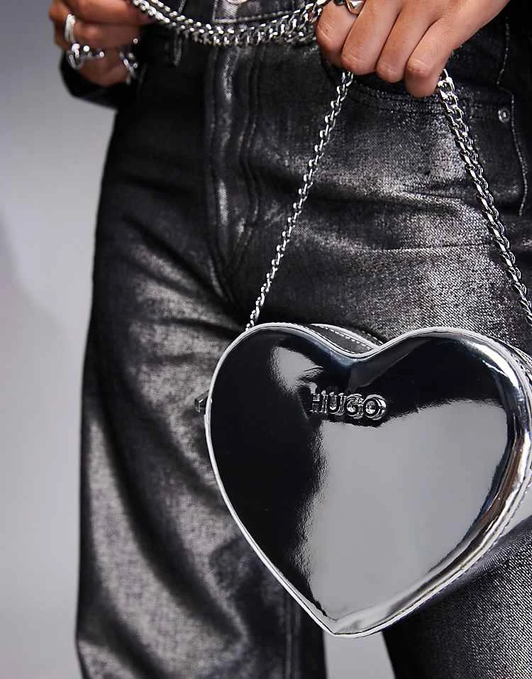HUGO Red Love Crossbody Heart Shaped Bag In Silver For Women 5 HUGO Red Love Crossbody Heart Shaped Bag In Silver For Women - Image 3