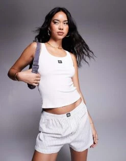 Hugo Red HUGO Bodywear Co-ord Ribbed Racer Vest In Off White For Women Natural -HUGO Sales 207349637 1 natural 1