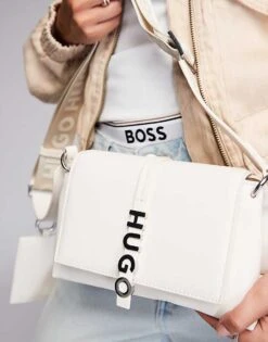 HUGO Red Mel Crossbody Bag In Off White With Metal Logo Hardware For Women Open White -HUGO Sales 207349652 4