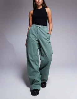 HUGO Red Hansana Trousers With Belt In Green For Women -HUGO Sales 207349655 1 green 1