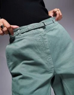 HUGO Red Hansana Trousers With Belt In Green For Women -HUGO Sales 207349655 3