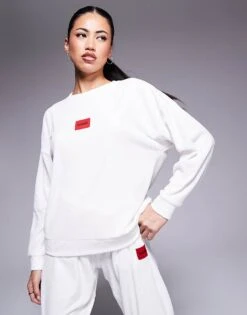 Hugo Red HUGO Bodywear Neve Cosy Co-ord Sweatshirt In Off White For Women Natural -HUGO Sales 207349665 1 natural 1