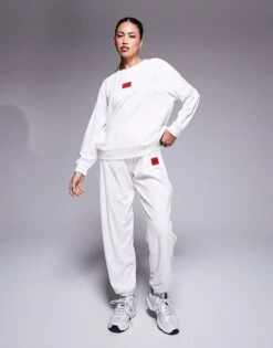 Hugo Red HUGO Bodywear Neve Cosy Co-ord Sweatshirt In Off White For Women Natural -HUGO Sales 207349665 4